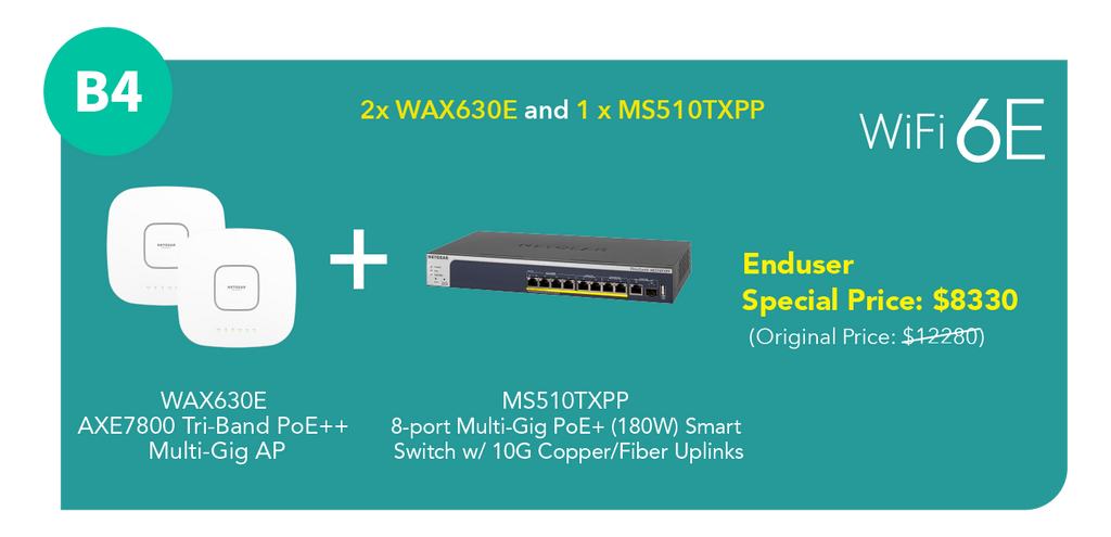 NETGEAR (WAX630E) 三頻 AXE7800 Cloud Managed Multi-GiG WiFi 6E AP