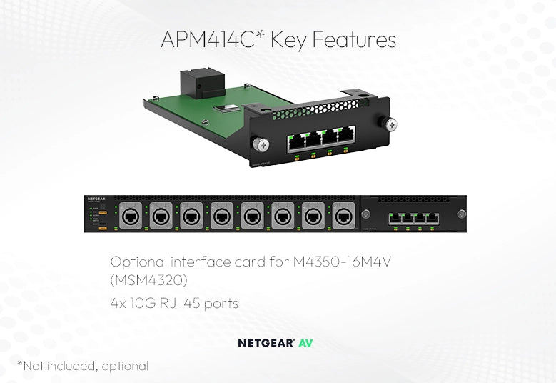 <b>NETGEAR M4350-16M4V (MSM4320)</b><br> | 16x 2.5G PoE++(530W基座,高達1,130W) | 包括8x Neutrik etherCON | 4xSFP28 25G網管交換機