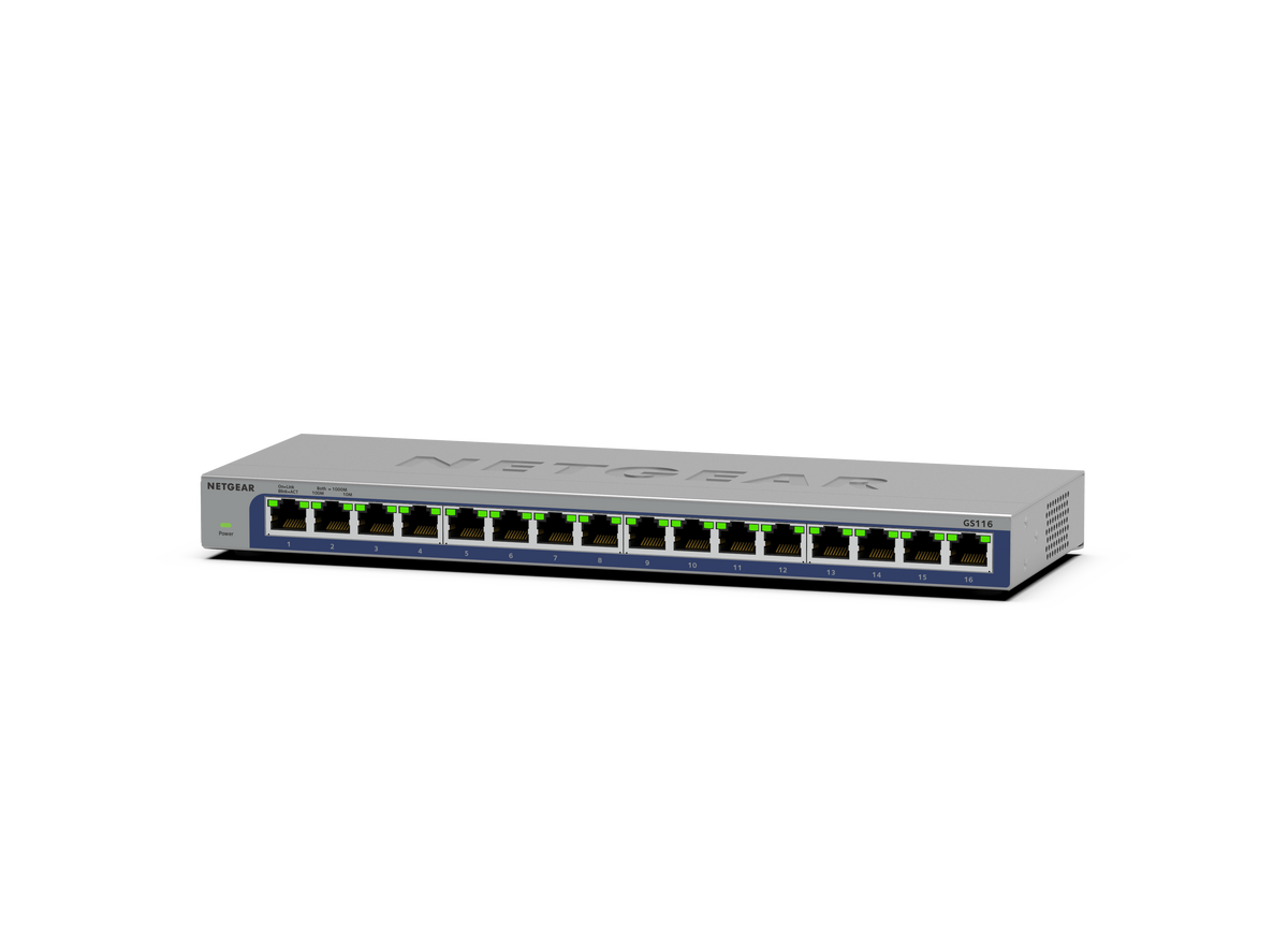 <b>NETGEAR (GS116)</b><br>16埠 千兆非網管交換機 | 16x1G