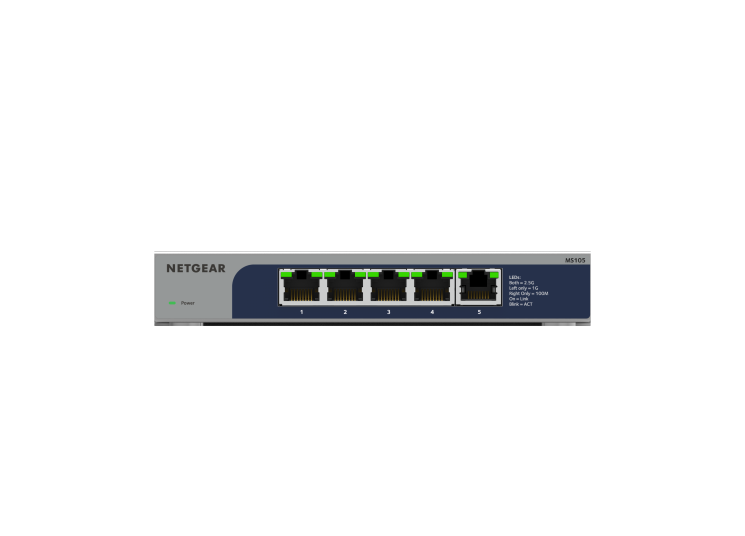 <b>NETGEAR (MS105)</b><br> 5埠 Multi-Gigabit (2.5G) 非網管交換機 | 5x100M/1G/2.5G