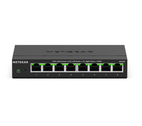 <b>NETGEAR (MS308)</b><br>8埠 Multi-Gigabit (2.5G) 非網管Essentials 交換機 | 8x100M/1G/2.5G