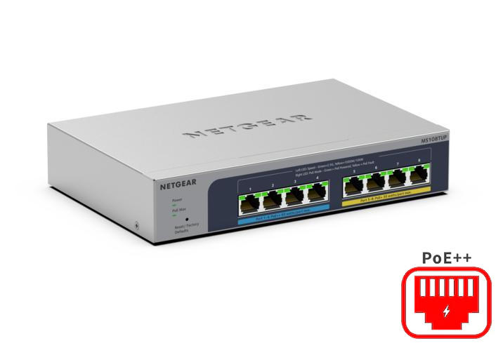 <b>NETGEAR (MS108TUP)</b><br>8埠 多千兆智能網管PoE+/PoE++交換機 | 8x1G/2.5G|PoE++(1-4)|PoE+(5-8)|Smart