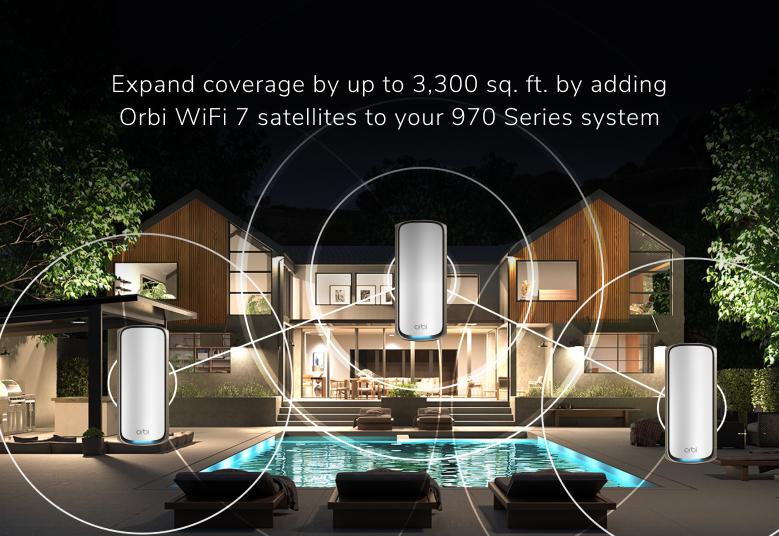 <b>Orbi (RBE972S)</b> <br>四頻 BE27000 WiFi 7 Mesh 無線系統<br>(2件裝, 1主機+1分機) 送 1 年 NETGEAR Armor