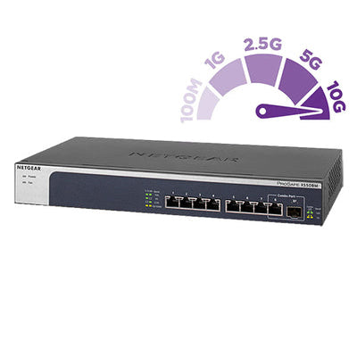 <b>NETGEAR (XS508M)</b><br>8埠 10G/Multi-Gigabit 非網管交換機 | 8x10G/Multi-Gig | 1xSFP+