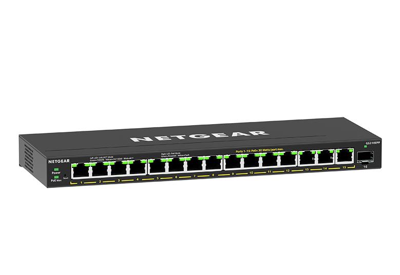 <b>NETGEAR (GS316EPP)</b><br>16埠 千兆智能網管Plus 交換機(PoE+) | 15x1G PoE+ 231W | 1xSFP | Plus