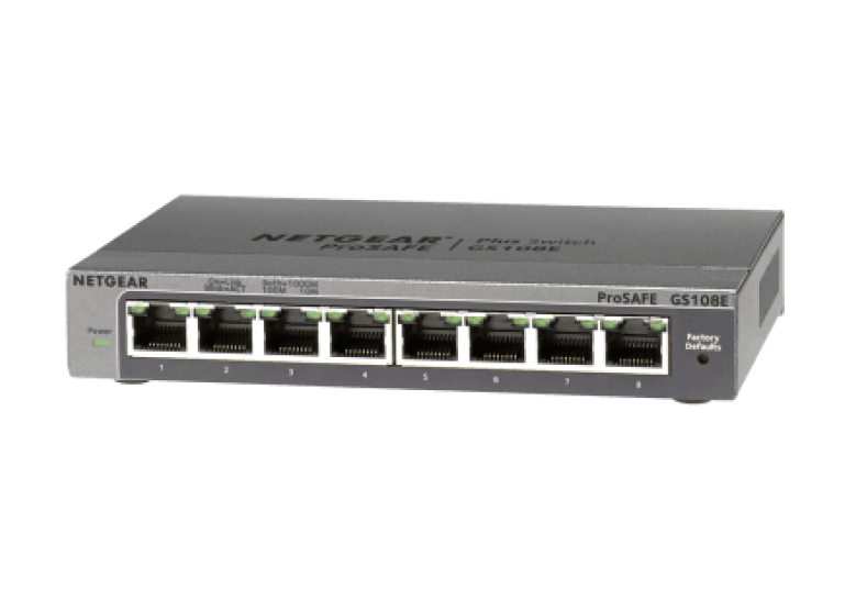 <b>NETGEAR (GS108E)</b><br>8埠 千兆智能網管Plus 交換機 | 8-Port | Gigabit | Plus