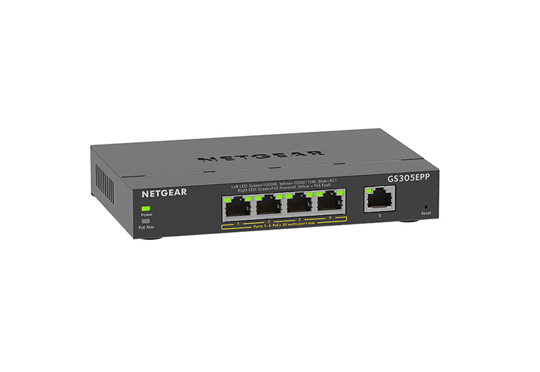 <b>NETGEAR (GS305EPP)</b><br> 5埠 千兆智能網管Plus 交換機(PoE+) | 4xPoE+ 120W | Plus