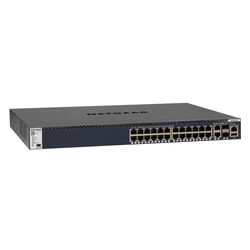<b>NETGEAR (GSM4328PA)</b><br>M4300系列 28埠 PoE+ 全網管交換機 | 24x1G PoE+ 480W | 2x10G | 2xSFP+