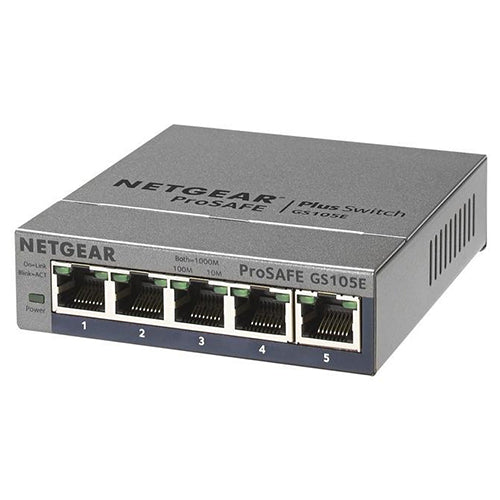 <b>NETGEAR (GS105E)</b><br>5埠 千兆智能網管Plus 交換機 | 5-Port | Gigabit | Plus