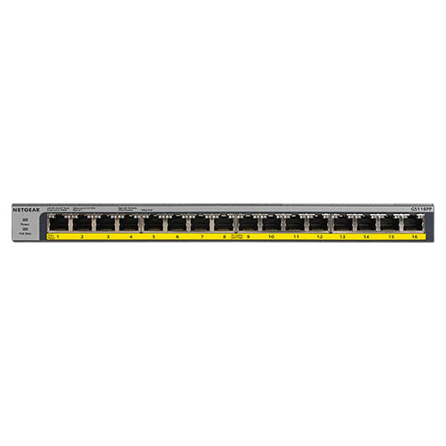 <b>NETGEAR (GS116PP)</b><br>16埠 千兆非網管PoE+ 交換機 | 16x1G PoE+ 183W | FlexPoE