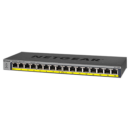 <b>NETGEAR (GS116PP)</b><br>16埠 千兆非網管PoE+ 交換機 | 16x1G PoE+ 183W | FlexPoE