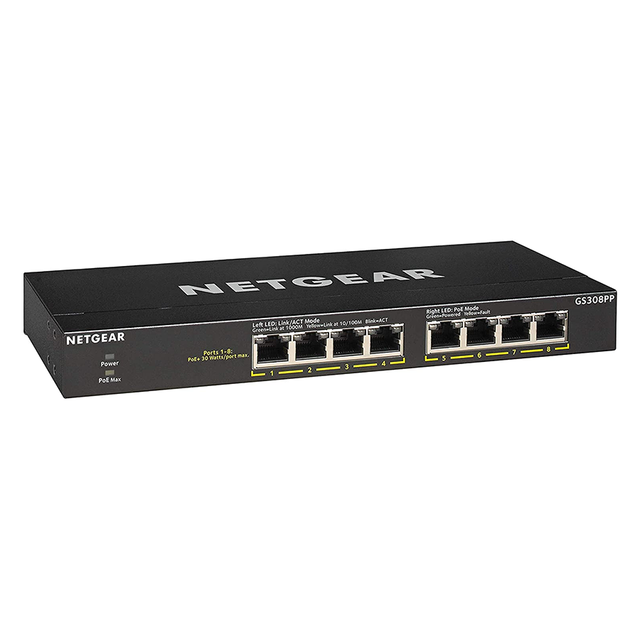 <b>NETGEAR (GS308PP)</b><br>8埠 千兆非網管PoE+ 交換機 | 8x1G PoE+ 83W