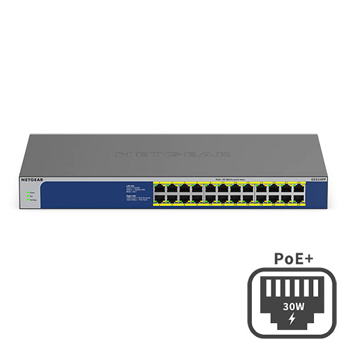 <b>NETGEAR (GS524PP)</b><br>24埠 千兆非網管PoE+ 交換機 | 24x1G PoE+ 300W