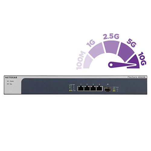 <b>NETGEAR (XS505M)</b><br>5埠 10G/Multi-Gigabit 非網管交換機 | 5-Port | 4x10G/Multi-Gig | 1xSFP+