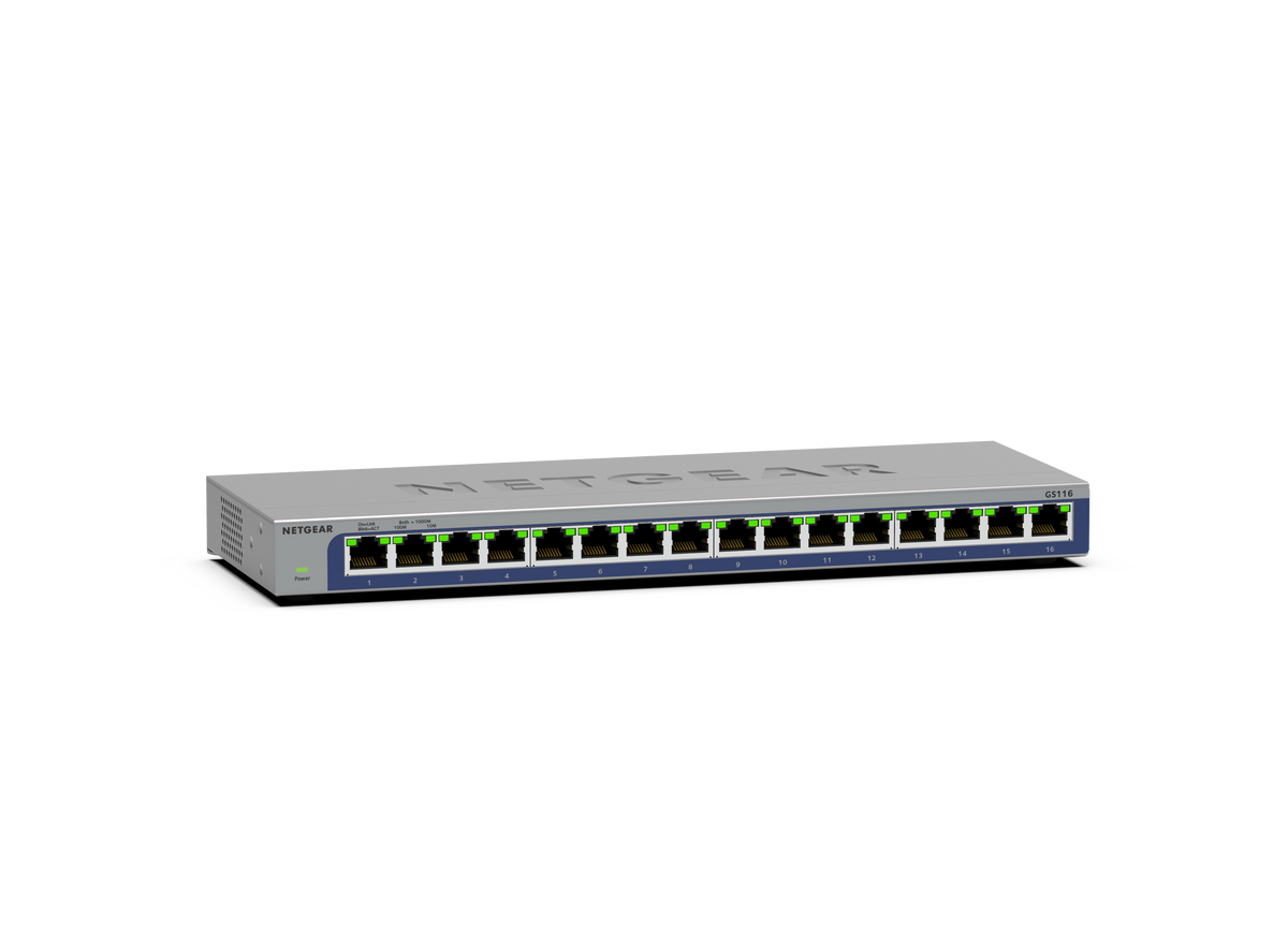 <b>NETGEAR (GS116)</b><br>16埠 千兆非網管交換機 | 16x1G