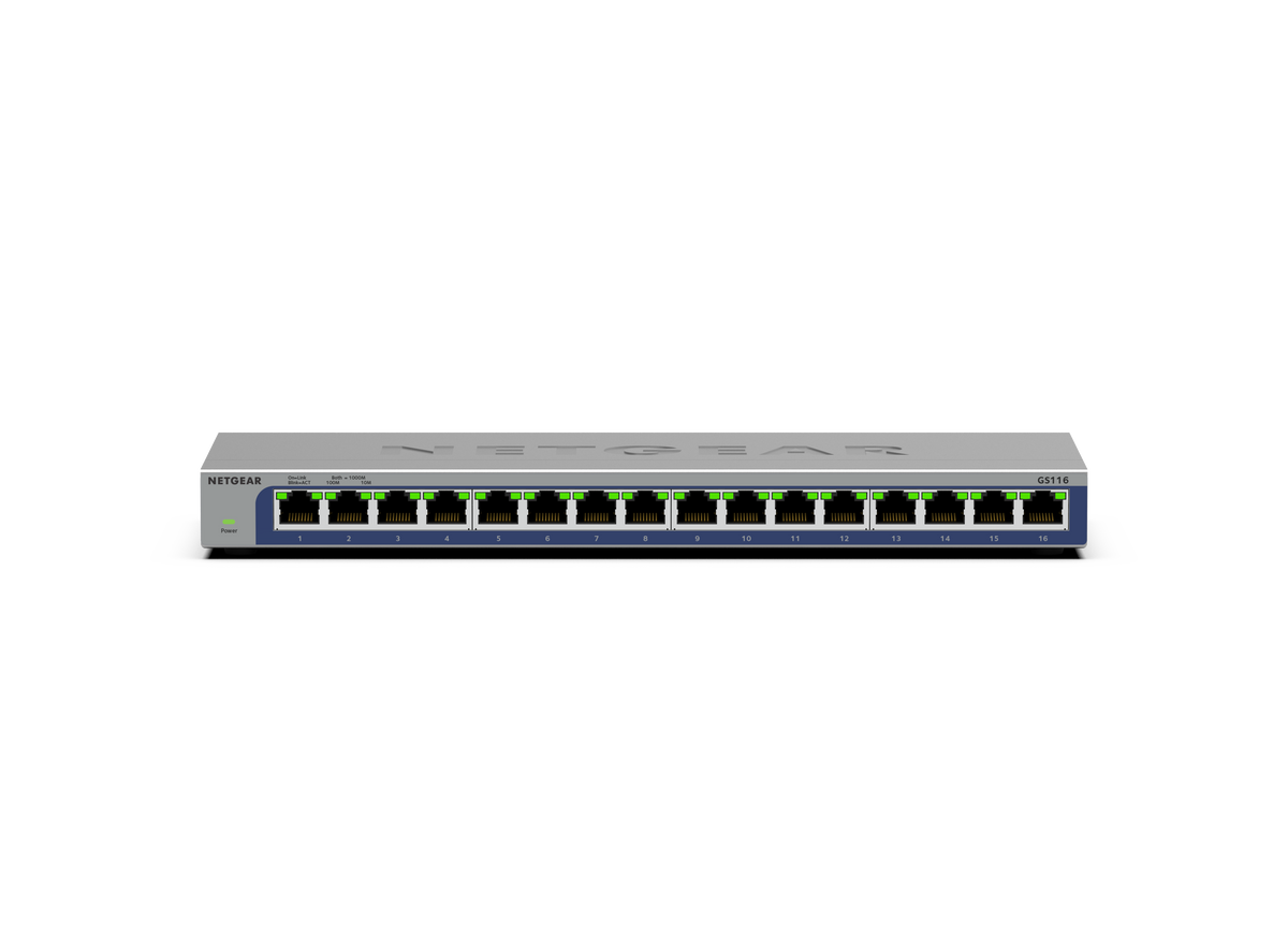 <b>NETGEAR (GS116)</b><br>16埠 千兆非網管交換機 | 16x1G