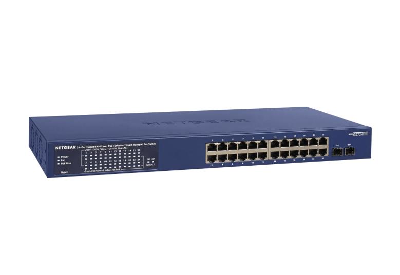 NETGEAR (GS724TPPv1) 24-Port PoE+ 智能網管型交換機 | 24x1G PoE+ (380W) | 2xSFP