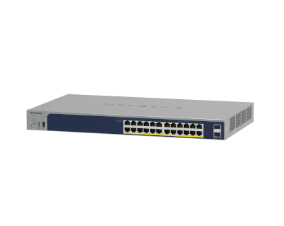 <b>Smart Managed Switch <br>(GS724TPv3) </b><br>24x1G PoE+ (190W)| 2xSFP | 1年 Insight Subscription