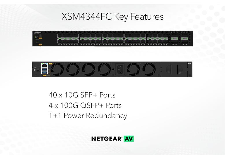 <b>NETGEAR M4350-40F4C (XSM4344FC)</b><br> 40x10G SFP+和4x100G QSFP28 網管交換機