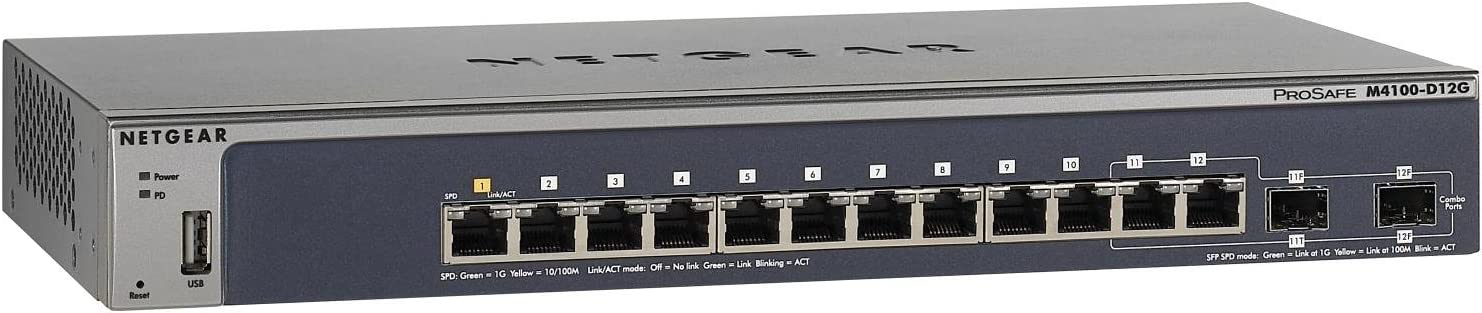 <b>Fully Managed M4100-D12G <br>(GSM5212)</b>12-port 乙太網路全網管交換器 <br>2 x 1G SFP (Combo Port)