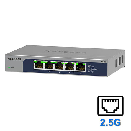 <b>NETGEAR (MS105)</b><br> 5埠 Multi-Gigabit (2.5G) 非網管交換機 | 5x100M/1G/2.5G