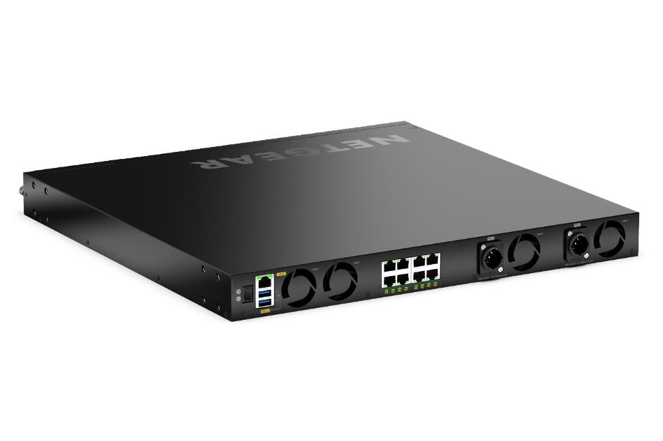 <b>NETGEAR M4350-16M4V (MSM4320)</b><br> | 16x 2.5G PoE++(530W基座，高達1,130W) | 包括8x Neutrik etherCON | 4xSFP28 25G網管交換機