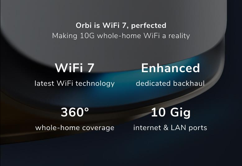 Orbi 970系列四頻WiFi 7Mesh系統，白色，27Gbps (3件裝)，贈送 1年NETGEAR Armor (RBE973S)