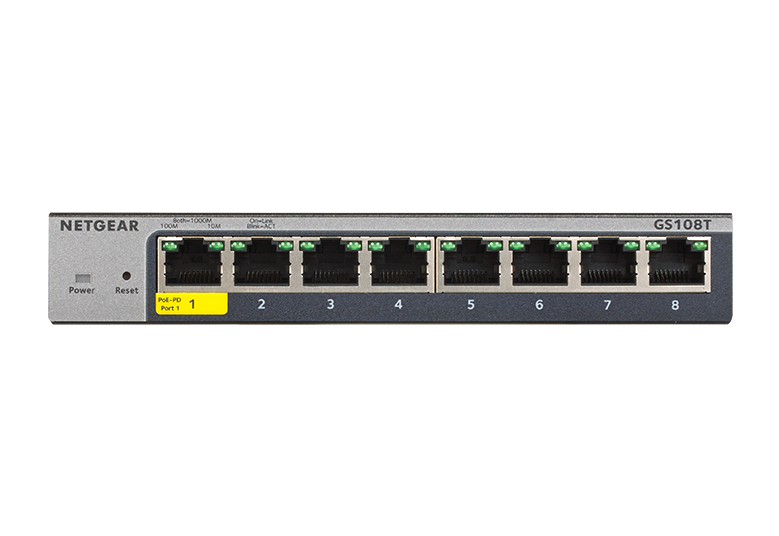 <b>Smart Managed Switch <br>(GS108T) </b><br>8x1G | 1 PD port | Insight <br>[ Insight Subscription 需要另行購買 ]