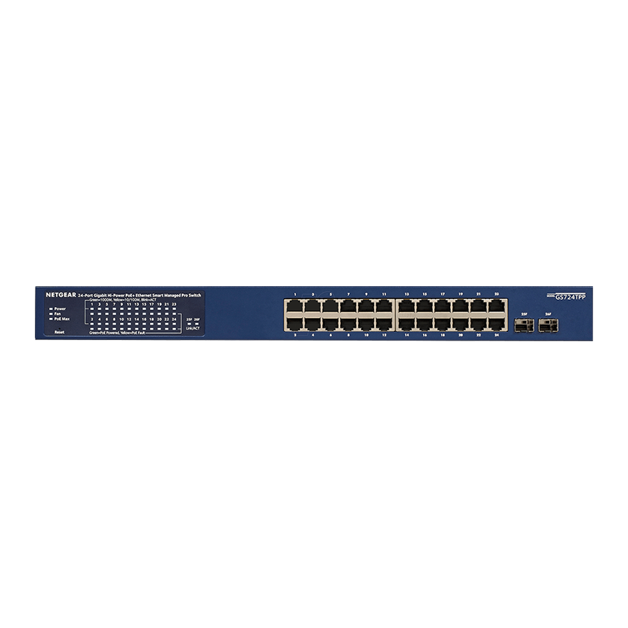 <b>Smart Managed Switch <br>(GS724TPP) </b><br>24x1G PoE+ (380W) | 2xSFP | Insight<br> [ Insight Subscription 需要另行購買 ]